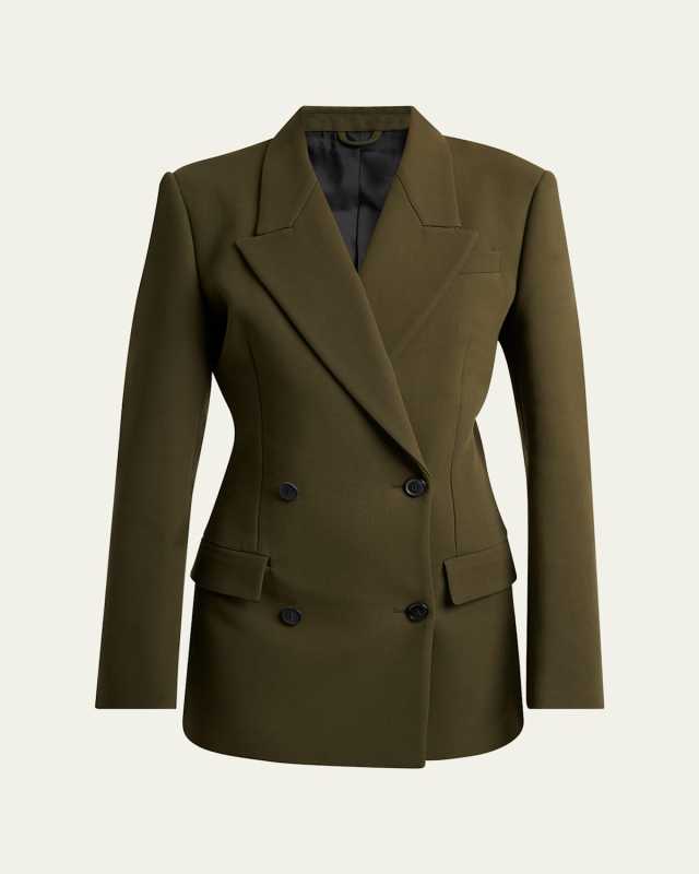 Tailored Double-Breasted Cotton Blazer